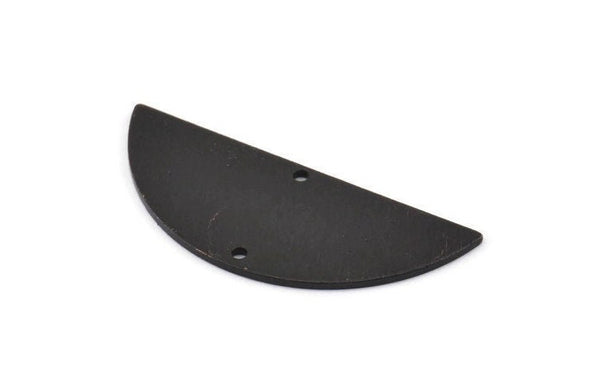 Black Half Moon, 4 Textured Oxidized Black Brass Semi Circle Blanks With 2 Holes (39x15x1mm) D0800 H0773