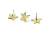 Brass Star Earring, 8 Raw Brass Star Stud Earrings (12x1.5mm) N1589