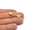Brass Star Earring, 8 Raw Brass Star Stud Earrings (12x1.5mm) N1589