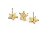 Gold Star Earring, 4 Gold Plated Brass Star Stud Earrings (12x1.5mm) N1589