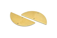 Brass Half Moon, 8 Raw Brass Semi Circle Blanks With 2 Holes, Charms, Earrings, Pendants (39x15x1mm) D0784