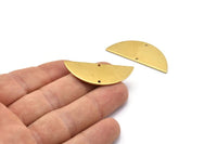 Brass Half Moon, 8 Raw Brass Semi Circle Blanks With 2 Holes, Charms, Earrings, Pendants (39x15x1mm) D0784