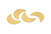 Brass Moon Charm, 10 Raw Brass Moon Charms with 2 Holes, Pendants (22x10x0.50mm) D0787