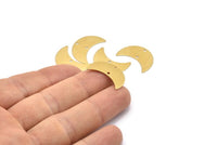 Brass Moon Charm, 10 Raw Brass Moon Charms with 2 Holes, Pendants (22x10x0.50mm) D0787