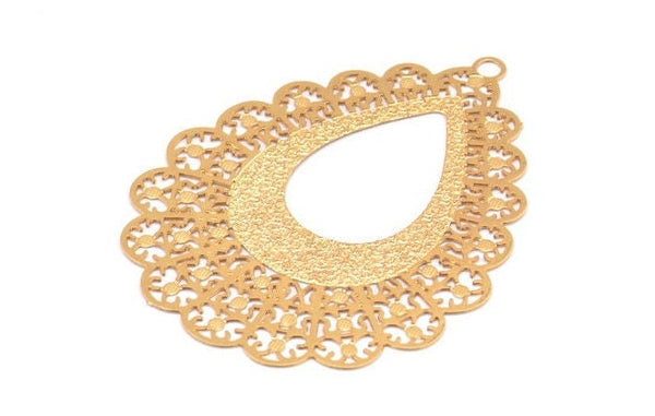 Altın Küpe Tılsımı, 4 Altın Kaplama Pirinç Etnik Motifli Küpe Tılsımı, 1 Döngülü Kolye Ucu, Bulgular (44x35mm) E441