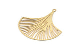 Gold Leaf Charm, 4 Gold Plated Brass Ginkgo Leaf Earring Charms With 1 Loop, Pendants, Findings (35x33mm) E467