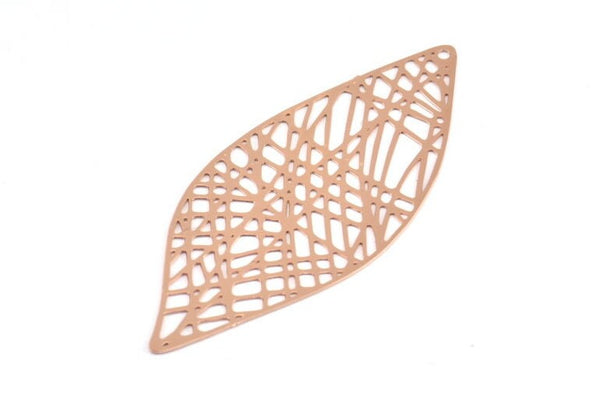 Gül Altın Küpe Tılsımı, 4 Gül Altın Kaplama Pirinç Dokulu Yaprak Küpe Tılsımı, 1 Delikli Kolye Ucu, Bulgular (55x23mm) E468