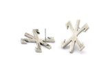 Earring Studs, 2 Antique Silver Plated Brass - Silver Earrings - Earrings (20x15x1.5mm) N1540