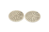 Silver Round Tag, 6 Antique Silver Plated Brass Textured Round Tags With 1 Hole, Stamping Tags (25mm) A0965 H1065