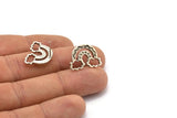 Earring Studs, 2 Antique Silver Plated Brass - Silver Earrings - Earrings (20x15x1.5mm) N1535 H0962