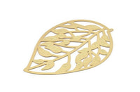 Gold Earring Charm, Gold Plated Brass Leaf Motif Earring Charm With 1 Loop Pendant, Findings (78x55mm) E486