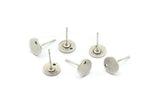 Silver Round Earring, 8 Antique Silver Plated Brass Round Stud Earrings With 1 Hole (8x1mm) E078 A1772