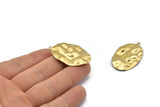 Brass Oval Charm, 12 Raw Brass Wavy Oval Charms With 1 Loop, Pendants, Earrings, Findings (37x23x0.50mm) D0807