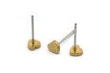 Brass Heart Earring, 12 Raw Brass Heart Stud Earrings (5mm) D1453