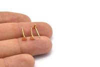 Gold Triangle Earring, 12 Gold Plated Brass Triangle Stud Earrings (4mm) D1454