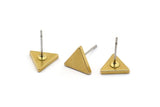 Brass Triangle Earring, 12 Raw Brass Triangle Stud Earrings (9x1.5mm) D0129 A1137