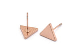 Rose Gold Triangle Earring, 6 Rose Gold Plated Brass Triangle Stud Earrings (9x1.5mm) D0129 A1137