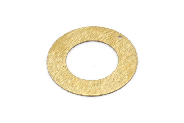 Brass Circle Charm, 6 Raw Brass Textured Circle Charms With 1 Hole, Earrings, Findings (35x0.60mm) D0823