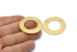 Brass Circle Charm, 6 Raw Brass Textured Circle Charms With 1 Hole, Earrings, Findings (35x0.60mm) D0823