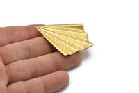Brass Fan Charm, 8 Raw Brass Fan Shaped Charm Earrings With 1 Hole, Pendants, Findings (50x39x0.50mm) D0837