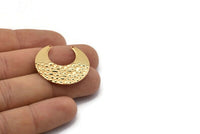 Gold Moon Charm, 2 Textured Gold Plated Brass Horn Charms With 2 Holes, Findings, Connectors (30x13.5x0.60mm) D955 Q0944