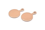 Rose Gold Round Tag, 4 Rose Gold Plated Brass Round Stamping Blanks With 1 Loop, Earrings, Pendants, Findings (20x14x1mm) D0754 Q0776