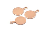 Rose Gold Round Tag, 4 Rose Gold Plated Brass Round Stamping Blanks With 1 Loop, Earrings, Pendants, Findings (20x14x1mm) D0754 Q0776