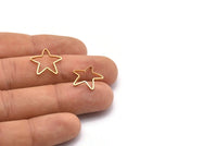 Gold Star Rings, 20 Gold Plated Brass Star Rings (16mm) Bs 1209