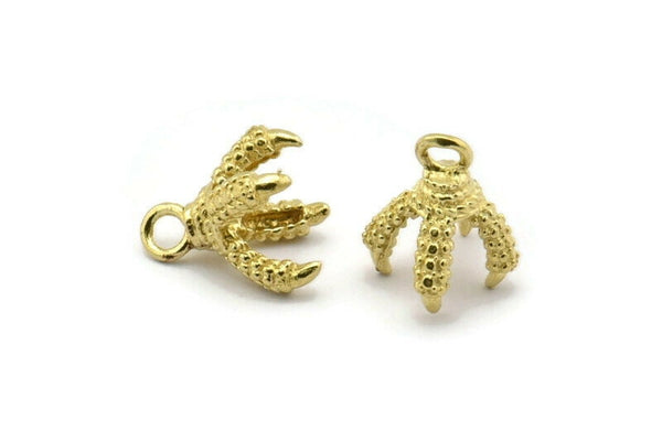 Dragon Claw Pendant, Raw Brass Dragon Claw Charms, Necklace Pendants (14x10mm) N0419