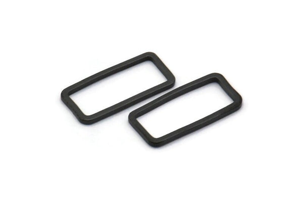 Black Rectangle Charm, 50 Oxidized Brass Black Rectangle Charms (7x15x0.8mm) D0326 S494