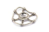 Silver Pendant, 2 Antique Silver Plated Brass Abstract Necklace Findings With 3 Claws and 11mm Pad Setting (41x36x8x2mm) BS 1923 H1306