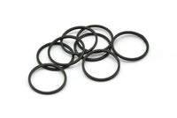 Black Circle Connectors - 50 Oxidized Brass Black Circle Connectors (17x1x1mm) Bs 1097 S214
