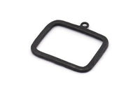 Siyah Dikdörtgen Charm, 1 Halkalı 2 Çekiçlenmiş Oksitlenmiş Siyah Pirinç Dikdörtgen Kolye (30x24x1,7 mm) BS 1869 H1317