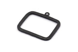 Siyah Dikdörtgen Charm, 1 Halkalı 2 Çekiçlenmiş Oksitlenmiş Siyah Pirinç Dikdörtgen Kolye (30x24x1,7 mm) BS 1869 H1317