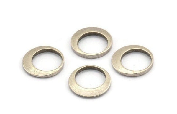 Silver Circle Connector, 12 Antique Silver Plated Brass Round Connectors (12x1.5mm) BS 2009 H1339