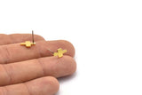 Brass T Earring, 12 Raw Brass T Shape Stud Earrings (11x6x1mm) D951 A1243