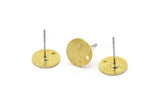 Brass Round Earring, 8 Textured Raw Brass Round Stud Earrings With 1 Hole (10x0.85mm) E050 A1777