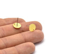Brass Round Earring, 8 Textured Raw Brass Round Stud Earrings With 1 Hole (10x0.85mm) E050 A1777