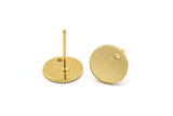 Gold Round Earring, 6 Textured Gold Plated Brass Round Stud Earrings With 1 Hole (10x0.85mm) E050 A1777
