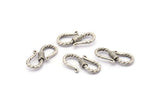 Silver Textured Hooks, 5 Antique Silver Plated Brass Textured Hooks With 2 Loops (20x10x3mm) BS 2397 H1381