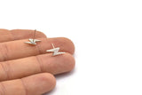 Silver Earring, 8 Antique Silver Plated Brass Lightning Bolt Stud Earrings (14x5x1.2mm) N1644