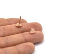 Rose Gold Heart Earring, 6 Rose Gold Plated Brass Heart Stud Earrings (8mm) D1459