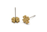 Brass Flower Earring, 12 Raw Brass Flower Stud Earrings (8mm) D1466