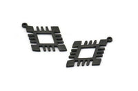 Black Charm, 4 Oxidized Black Brass Carpet Pattern Charm Pendant With 1 Loop (29x20x1.2mm) N1494 H1382