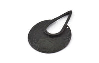 Black Drop Charm, 2 Hammered Oxidized Black Brass Drop Pendant With 2 Holes (41x28x0.6mm) U079 H1387