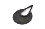 Black Drop Charm, 2 Hammered Oxidized Black Brass Drop Pendant With 2 Holes (41x28x0.6mm) U079 H1387