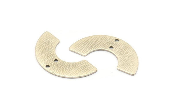 Silver Geometric Charm, 6 Textured Antique Silver Plated Brass Semi Circle Pendants With 2 Holes (30x15x8x0.80mm) A1892 H1393