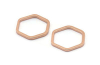 Rose Gold Hexagon Ring, 3 Rose Gold Plated Brass Hexagon Connectors, Rings (25x2x2mm) D0136 Q0004
