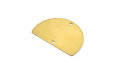 Semi Circle Charm, 12 Raw Brass Half Moon Blanks With 2 Holes, Findings, Pendants (26.5x17.5x0.50mm) D1003