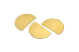 Semi Circle Charm, 12 Raw Brass Half Moon Blanks With 2 Holes, Findings, Pendants (26.5x17.5x0.50mm) D1003